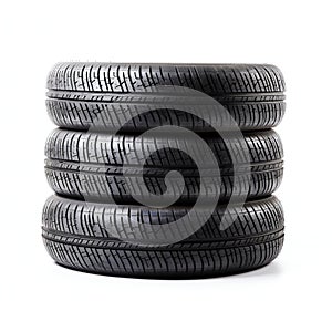 New Car Tires Isolated on White Background. Generative ai
