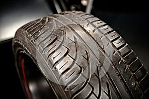 New car tyre closeup photo