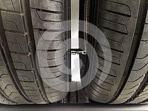 New car tyres closeup