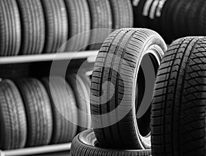 New car tyres stack