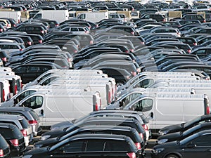 New cars parked in port