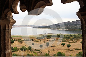 New Castle and Embalse of Manzanares el Real in Spain