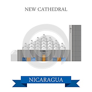 New Cathedral Managua Nicaragua vector flat attraction landmark