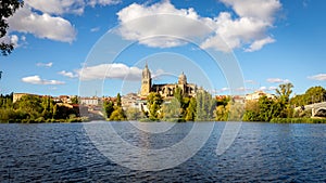 New Cathedral of Salamanca (Catedral Nueva) and Catedral Vieja, Spain. photo