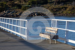 The new causeway bench seats between Victor Harbor and Granite island in South Australia on September 11th 2023