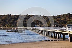 The new causeway between Victor Harbor and Granite island on a bright sunny day in South Australia on September 11th 2023