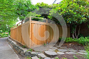 New Cedar Wood Fencing on Side Yard of house in suburb