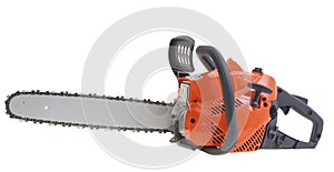 New chainsaw isolated on white background