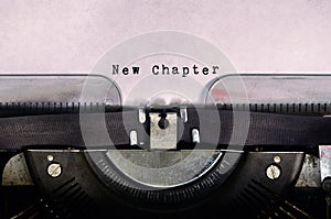 New Chapter text typed on a vintage typewriter