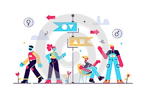 Segregation vector illustration. Flat tiny