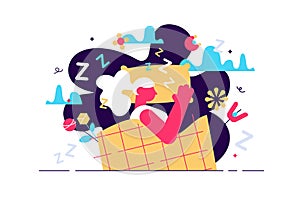 Lucid dreaming vector illustration. Flat tiny photo