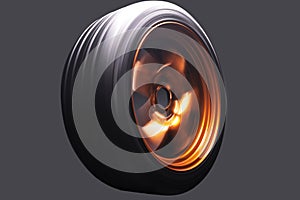 orange metal welded rims car wheels for a drift car custom tuning long exposure photo motion blur effect