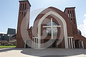New church building at Shrine of Divine Mercy in the Valley of Divine Mercy at the Pallottine priests in Czestochowa photo