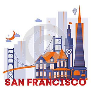 San Francisco branding technology concept vector illustration