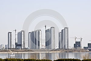 New city of Modern China reflected in the water