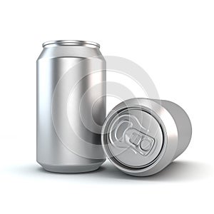 New clean aluminium cans isolated on white background