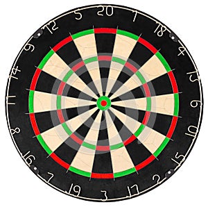 New clean professional sisal steel dartboard isolated white background. dart sport hobby leisure time concept