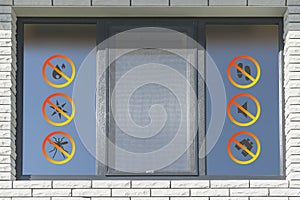 New close-up window in a building under construction