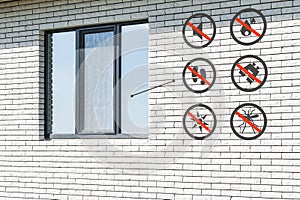 New close-up window in a building under construction