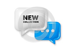 New collection tag. New fashion arrival sign. Chat speech bubble 3d icon. Vector