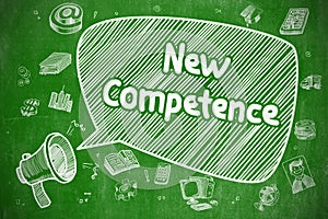 New Competence - Cartoon Illustration on Green Chalkboard.