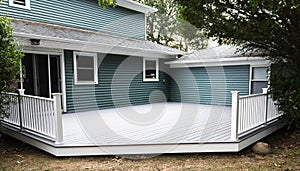 New composite deck on back of house