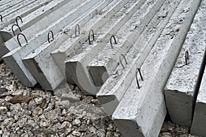 New concrete blocks and curbs for road construction