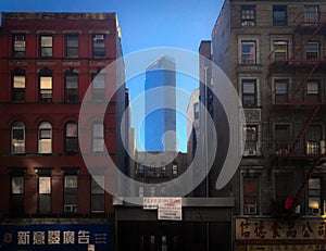 New Condo Building Development in Chinatown New York City Neighborhood of Tenements NYC