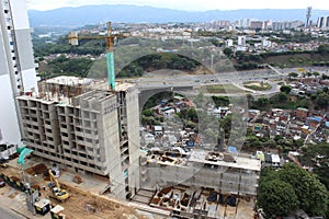 A new condominium apartment complex under construction overlooking the highway in Bucaramanga Colombia photo