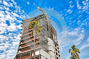 New condominium contruction in Mazatlan Golden Zone Zona Dorada, a famous touristic beach and resort zone in Mexico