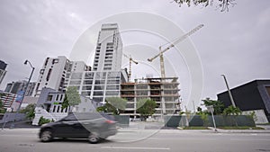 New construction and cranes Brickell Miami FL HDR 4k stock video 2024