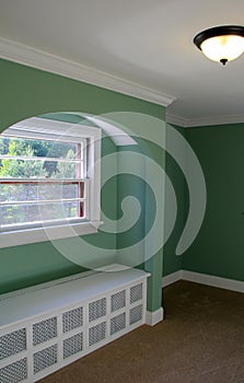 New construction of home, with carpeting and warmly painted walls photo
