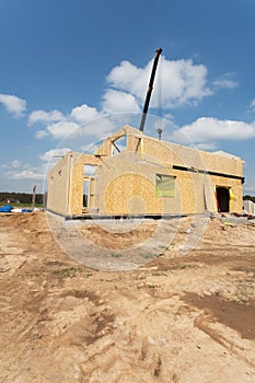 New construction of a house/Framed New Construction of a House/Building a new house from the ground up.