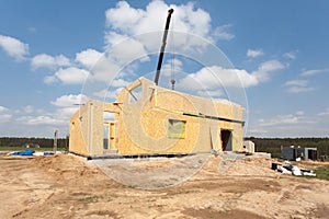 New construction of a house/Framed New Construction of a House/Building a new house from the ground up.