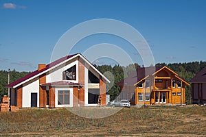 New cottage village in field. Kazan, Russia