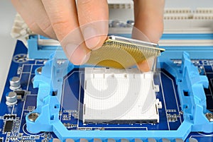 A new CPU being mounted