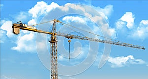 New crane on the blue sky background