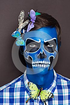 Skull man with butterflies
