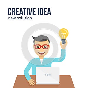 New creative idea concept. Flat vector illustration