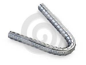New curved reinforcements steel bar close up photo