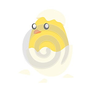 new cute baby chick hatched in cartoon style. isolated on white background. flat vector.