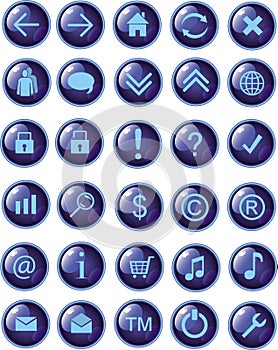 New dark blue web icons, buttons photo