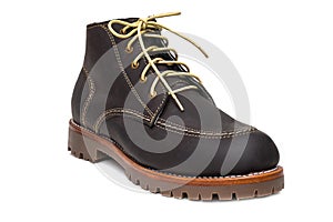 New dark brown color full grain nubuck leather boots with thick