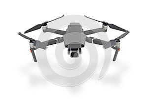 New dark grey drone quadcopter with digital camera and sensors