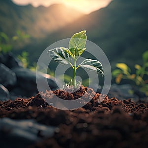 New days gift, plant emerges, sun kissed growth, mornings vitality