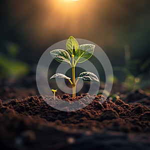 New days gift, plant emerges, sun kissed growth, mornings vitality