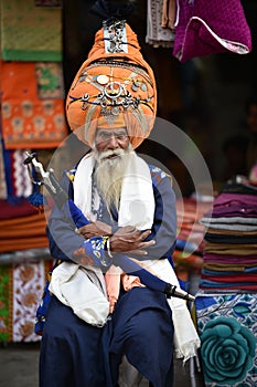 New Delhi, India, November 24, 2017: A man wearing his turban