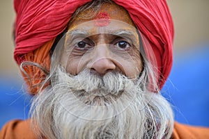 New Delhi, India, November 23, 2017: Portraiture of a man with turban