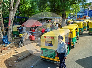 Tuk Tuks in the streets of New Delhi, India