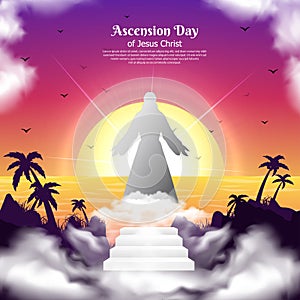 New design of Ascension Day of Jesus Christ design with sunset background vector